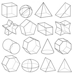 an image of different shapes to be used in the drawing lesson, including cubes and triangles