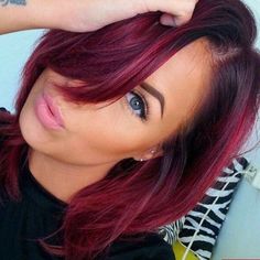 Red Bob Hair, Magenta Hair, Short Hair Color, Ombre Hair Color, Ombre Hair, Brunette Hair Color