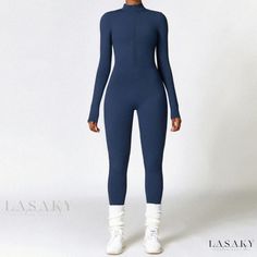 Lasaky - Long-sleeve Fleece-lined Yoga Jumpsuit, Winter Warmth, Waist-cinching Bodysuit, Same Day Shipping Yoga Bodysuit, Jumpsuit Winter, Lingerie Slip Dress, Yoga Long Sleeve, Yoga Jumpsuit, Hip Clothes, Flare Jumpsuit, Sleeveless Bodycon Dress, College Fashion