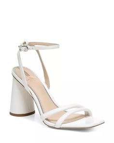 Sam Edelman - Women's Kia Square Toe High Heel Sandals White Sandals Heels, Ankle Strap High Heels, Wedding Vision, Bride Shoes, Bride Style, High Heel Sandals, Heel Sandals, Sam Edelman, Sling Backs