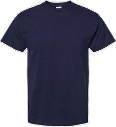 Navy Pre-shrunk Cotton T-shirt, Tagless Cotton Crew Neck T-shirt, Basic Cotton T-shirt With Moisture-wicking, Navy Moisture-wicking Short Sleeve T-shirt, Sporty Solid Color Cotton T-shirt, Sporty Solid Cotton T-shirt, Cotton Moisture-wicking Short Sleeve T-shirt, Moisture-wicking Cotton Short Sleeve T-shirt, Moisture-wicking Cotton Team Spirit T-shirt