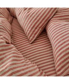 Piglet in Bed Pembroke Stripe Linen Blend Fitted Sheet, King Piglet In Bed, Striped Bedding, Uni Room, Striped Sheets, Linen Sheets, Deck Chairs, Sheet Sizes, Red Stripe, Home Tech