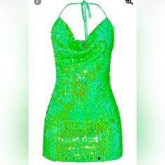 Fluorescent Green Sequins Dress Neon Green Hoco Dress, Green Mini Dress For Club And Spring Season, Green Mini Dress For Club In Spring, Green Spring Mini Dress For Club, Glamorous Green Club Dress, Glamorous Green Mini Dress For Cocktail, Green Spring Party Dress, Glamorous Green Cocktail Mini Dress, Glamorous Green Dress For Club