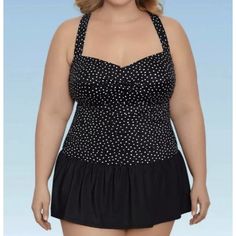 Dreamsuit Black White Polka Dot Halter Swimsuit Swim Dress Retro Pinup New With Tags Halter Swimsuit, Retro Pinup, Dress Retro, Swimsuits Halter, Swim Dress, Retro Dress, White Polka Dot, Womens Swim, Pin Up