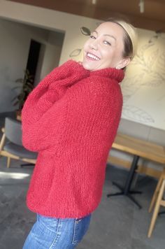 Red Turtleneck Mohair Sweater Handknit Mohair Red Pullover - Etsy Winter Knitted Crew Neck Top, Winter Crew Neck Knitted Top, Red Soft Knit Turtleneck Sweater, Cozy Red Crew Neck Cardigan, Cozy Red Crew Neck Sweater, Cozy Fit Red Tops For Winter, Red Chunky Knit Turtleneck Sweater, Red Soft Knit Crew Neck Sweater, Red Knitted Sweater For Fall