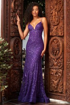 Sherri Hill 54887 - Mydressline Fitted Prom Dresses, Purple Prom, Sherri Hill Prom, Sherri Hill Prom Dresses, Purple Prom Dress, Sequin Evening Dresses, Prom Dress Styles, Prom Dress Inspiration, Sherri Hill Dresses