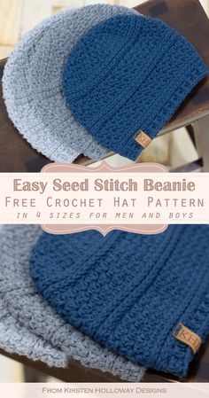 the easy seed stitch beanie is free crochet hat pattern