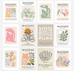 a bunch of cards with different types of flowers and plants on them, all in various colors