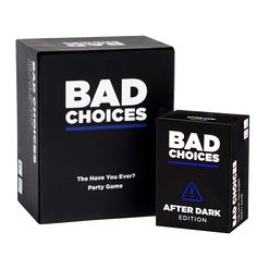 the bad choices card game is in its box