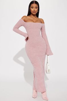 Mile High Sweater Maxi Dress - Mauve | Fashion Nova Clothing Needs, Sweater Maxi Dress, Maxi Dress Long, Mauve Dress, Long Bell Sleeves, Sequin Maxi Dress, Fashion Nova Dress, Xl Fashion, Mile High