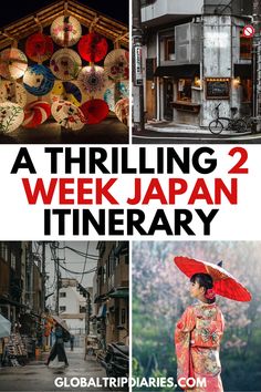 the cover of a book with images of people in traditional japanese dress and umbrellas