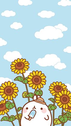 an image of a cartoon character with sunflowers