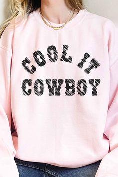 The "Cool it Cowboy" Oversized Sweatshirt effortlessly merges comfort with a touch of Western charm. Featuring a laid-back design that channels a cowboy aesthetic, this sweatshirt brings a relaxed and stylish vibe to casual wear. Crafted from cozy fabric in an oversized fit, it not only offers a comfortable feel but also makes a bold fashion statement for those who appreciate a blend of comfort and cowboy cool. Style: Casual Print / Pattern: Cool it Cowboy Silhouette: Sweatshirt Fit: Oversized E Cool Relaxed Fit Long Sleeve Tops, Cool Long Sleeve Relaxed Fit Tops, Relaxed Fit Long Sleeve Casual Top, Cool Oversized Tops With Letter Print, Oversized Cool Tops With Letter Print, Oversized Letter Print Cool Tops, Cool It Cowboy, Cowboy Silhouette, Cowboy Graphic