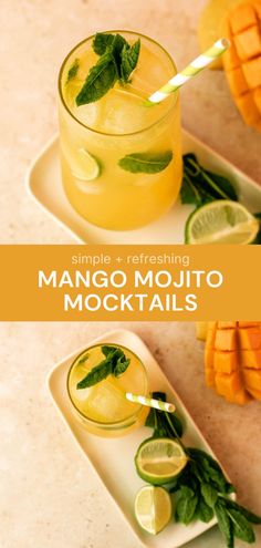 This simple and refreshing mango mojito mocktail is your new go-to Summer drink! Bursting with flavour from mango, mint and lime. Lime Mojito Mocktail, Mango Mint Mojito, Easy Virgin Drinks, Mocktail Recipes Healthy, Mango Mojito Mocktail, Watermelon Mojito Mocktail, Fruity Mocktail Recipes, Mocktail Mojito Recipe, Refreshing Mocktails Non Alcoholic