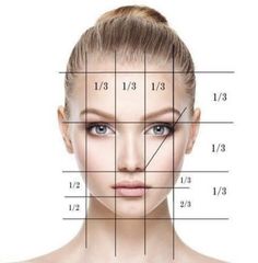 a woman's face is shown with the lines drawn out to show her measurements