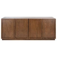 the sideboard is made from wood and has three doors