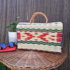 Natural Bag Artisan Made Made in Portugal Dimensions: L - 32 cm, W - 18 cm, H - 20 cm  L - 12,6 in, W - 7,1 in, H - 7,9 in Without lining inside The dimensions may vary slightly. Bohemian Pouch Bags For Vacation, Bohemian Woven Satchel Beach Bag, Multicolor Rectangular Shoulder Bag With Handles, Multicolor Rectangular Shoulder Bag, Beige Bohemian Straw Bag Rectangular, Beige Bohemian Rectangular Straw Bag, Bohemian Beige Rectangular Straw Bag, Traditional White Bags For Vacation, Square Woven Bags For Daily Use