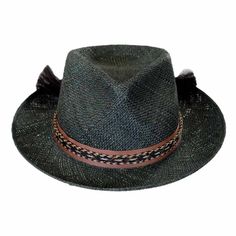 Stunning hand woven bao straw fedora hat. Slightly pinched crown. Ribbon band with braided horsehair overlay and tassels. Turn up edge brim, 3" wide brim. Embossed sweatband. 100% bao Braided Panama Hat With Flat Brim In Toquilla Straw, Braided Toquilla Straw Panama Hat With Flat Brim, Handmade Toquilla Straw Fedora With Short Brim, Black Handwoven Brimmed Hat, Black Handwoven Hat With Curved Brim, Black Handwoven Short Brim Hat, Artisan Woven Panama Hat With Short Brim, Black Handwoven Straw Hat With Curved Brim, Summer Black Handwoven Hats