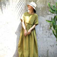 simplelinenlife-Linen-casual-summer-long-women-dresses Casual Khaki Midi Dress For Summer, Summer Bohemian Linen Dress, Bohemian Linen Summer Dress, Casual Spring Khaki Maxi Dress, Khaki Beach Dress, Khaki Short Sleeve Summer Dress, Casual Khaki Summer Dress, Casual Khaki Beach Dress, Solid Color Bohemian Linen Dress For Spring