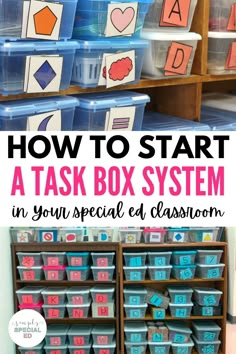 how to start a task box system in your special classroom with pictures and text overlay