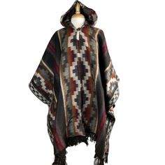 View our huge variety of soft ponchos for women and men. They can be worn any time of the year when you need to keep your body warm. Click to shop now! https://www.etsy.com/shop/LatinAmericanBoutiq?ref=seller-platform-mcnav&section_id=24620177 - Very soft and warm - Large and long perfect for the coldest wintertime - Lightweight cape - Comfortable shawl - With fringes and geometric patterns - Made of alpaca wool and acrylic Measurements: Length from shoulder to bottom: 36inches + 3 inches fringe Cozy Brown Poncho For Outdoor, One Size Outdoor Poncho Cape, One Size Poncho Cape For Outdoor, One Size Poncho For Outdoors, Cozy Poncho For Cold Weather, Bohemian Poncho For Cold Weather, One Size, Bohemian Style Poncho For Cold Weather, Multicolor Winter Poncho For Outdoor, Multicolor Winter Poncho For Outdoor Activities