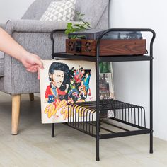 Display your record collection and turntable proudly with this rustic wood and metal display stand. Its top surface provides a large amount of space for storing a turntable and speakers, while its metal wire rack below offers 14 slots for organizing your vinyl albums. Handles on the sides allow this record player and vinyl album stand to be easily moved around the room, making this record display stand the perfect solution for storing a record player and album collection. MyGift Color: Vintage G Vinyl Record Organization, Vinyl Record Shelf, Turntable Record Player, Vinyl Albums, Record Shelf, Turntable Stand, Record Stand, Record Player Stand, Storage Table