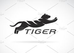 a black and white image of a tiger on a white background with the word tiger below it