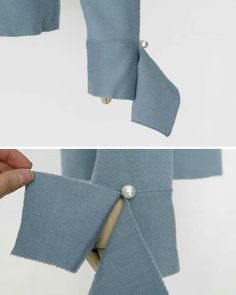 two images show how to make a tie with buttons on the side and in the middle