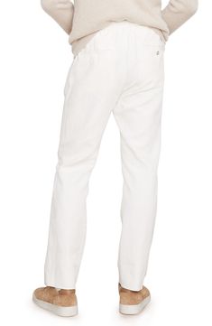 Easy to wear with casual or elevated looks, these nicely draped pants have a clean, versatile hue and a slim fit that still offers room to move. 62% Tencel® lyocell, 36% cotton, 2% spandex   Tencel lyocell is a sustainably produced fiber made with closed-loop processing   Hand wash, dry flat   Imported Elegant White Bottoms With Five Pockets, Business Casual White Long Pants, White Long Pants For Business Casual, White Tapered Leg Chinos For Business Casual, White Relaxed Fit Pants For Business Casual, White Linen Pants With Straight Hem, Business Casual Linen Bottoms, White Linen Bottoms With Straight Hem, Modern White Bottoms For Business Casual