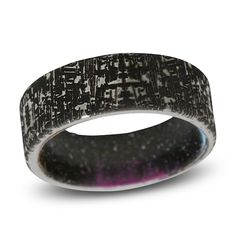 This flat-profile wedding band gives space-bound vibes. Tungsten carbide with faux meteorite-pattern engraving Cerakote ceramic-based galaxy paint interior sleeve 8mm width The inside of the shank is rounded for comfort Jewelry Style Guide, Jewelry Staples, Jared The Galleria Of Jewelry, Diamond Promise Rings, Tungsten Wedding Bands, Gemstone Engagement, Classic Jewelry, Tungsten Carbide, Gemstone Engagement Rings