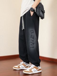 Wiaofellas New Men's Sweatpants Baggy Joggers Streetwear Fashion Letter Loose Harem Pants Casual Cotton Sweats Trousers Plus Size 8XL <Fabric> 50% Polyester + 50% Cotton.   <Size Chart> This is elastic waist,so we recommend the waist range. This is Chinese size which is smaller than US/EU size. China Size M