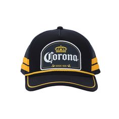 Make any day feel like a day at the beach with this officially licensed Corona baseball cap featuring the popular brand’s iconic logo. Designed to fit most adult heads comfortably, this trucker-style cap comes with an adjustable snapback for the perfect fit every time. As an officially licensed Corona product, this hat promises authenticity and quality. For easy maintenance, simply hand wash in cold water and lay flat to dry. Crafted from sturdy, high-quality polyester and featuring mesh, rope, Adjustable Curved Bill Trucker Hat For Fan Merchandise, Adjustable Curved Bill Trucker Hat For Fans, Adjustable Flat Bill Trucker Hat For Fan Gear, Trucker Hat With Logo Patch, Trucker Hat With Logo Patch And Curved Visor, Trucker Baseball Cap With Curved Visor For Baseball Season, Trucker Hat With Logo Patch Visor, Trucker Snapback Hat With Curved Brim For Fan Gear, Trucker Style Baseball Cap With Curved Visor