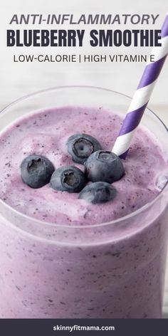 Anti-Inflammatory Blueberry Smoothie Anti Inflamatory Smoothie, Inflammation Smoothie, Inflammation Diet Recipes, Inflammation Foods, Blueberry Smoothie Recipe, Inflammation Recipes, Anti Inflamatory, Anti Inflammation Recipes, Inflammation Diet