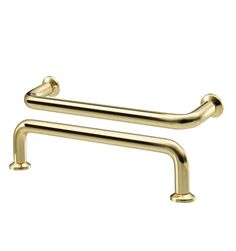 two gold metal handles on a white background