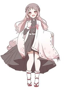 an anime character with long hair wearing a dress