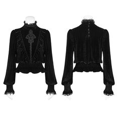 Gothic Middle collar Dark-grain Velvet Blouse for Women Rave Style, Oc Aesthetic, Attitude Clothing, Gothic Tops, Punk Design, Dope Clothes, Velvet Blouse, Punk Dress, Punk Rave