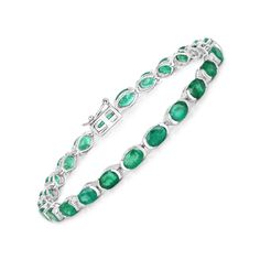 "14k Gold Emerald Bracelet, Natural Zambian Emerald Ovals Gold Bracelet for Women 14k White Gold, 14k Gold Emerald Ovals Tennis Bracelet Wear a beauty on your wrist with this 10.56 ctw Zambian emerald stylish bracelet. Fabulously affordable and full of color, it appeals to the eye and calls to the heart with its genuine oval zambian emerald gemstones set in fine finish 14k white gold. Zambian emerald stylish bracelet for women. A 14k gold emerald tennis bracelet is a stunning accessory that adds Green Oval Diamond Bracelet For Anniversary, Oval Gemstone Bracelets For Anniversary, Oval Fine Jewelry Bracelet For Anniversary, Sterling Silver Oval Gemstone Bracelet For Anniversary, Oval Sterling Silver Bracelet With Gemstone For Anniversary, Oval Sterling Silver Bracelet, Oval Green Bracelets Fine Jewelry, Fine Jewelry Green Oval Bracelets, Green Oval Bracelets Fine Jewelry