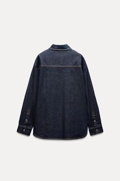 BASIC DENIM SHIRT Z1975 - Blue | ZARA United States Long Sleeve Collared Shirt, Cardigan Sweater Dress, Shirt Blouses Tops, Leather Shirt, Collared Shirt, Zara United States, Blazer Dress, Trouser Jeans, Lapel Collar