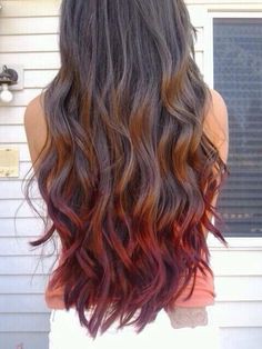 Brown hair red ombré