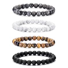 PRICES MAY VARY. 【Men's Bead Bracelets】: This set of men's bead bracelets comes in various combinations, and you can choose from them at will. The rich styles of mens bracelets can provide you with versatile styling choices for daily wear, fully showcasing your taste and men's charm. 【Natural Stone Men Bracelet】: Tiger Eye Stone symbolizes strength and can bring good luck. It is the most popular bracelet for men. The howlite bead bracelet is a versatile style.Each mens bracelets beads is careful Natural Stone Bracelet Men, Men’s Bracelet Designs, Elastic Bead Bracelet, Popular Bracelet, Beaded Bracelets For Men, Bead Bracelet For Men, Tigers Eye Bracelet, Beaded Bracelet For Men, Black Beaded Bracelet