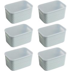 six plastic storage containers with lids on each side