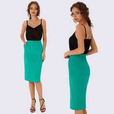 A stylish pencil skirt is bright green with a high waist and pockets on the sides. Comfortable, stylish and beautiful option to form your business style or images in casual style. The skirt is fastened to a secret zipper from behind, it is made of soft, elastic fabric, which sits perfectly on the figure Fabric structure: 20% viscose 75% polyester 5% elastane Green Solid Color Mini Skirt, Elegant Green Mini Skirt For Summer, Green Solid Color Skirt For Work, Office Pencil Skirt In Solid Color, Green Solid Color Skirt For Party, Green Solid Color Party Skirt, Solid Color Pencil Skirt For Work, Solid Color Pencil Skirt For Workwear, Green Skirt For Party