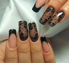 Black And White Nails Ideas Coffin, Iron Nails, Lace Nail Art, Nagel Design, Retro Nails, Hippie Nails, Lace Nails, Gothic Nails, Plaid Nails