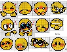 an image of pixel art with different faces and expressions on it's grids