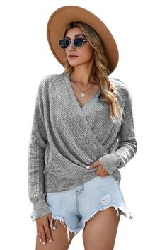 Women Gray Deep V-neck Long Sleeve Knit Sweater Specifications Style casual Size Type regular Material 100%Cotton Item Type Long Sleeve Tops Occasion spring & autumn, winter Sleeve Length full sleeve Pattern solid Neckline v-neck •Very soft and comfy to wear in most seasons except summer •It's reversible, the side of V can be worn at the front or back •Wrap v neck sweater in solid color which looks sassy yet elegant •This sweater is also perfect to match with most clothes Note:1.There maybe 1-2 cm deviation in different sizes, locations and stretch of fabrics. Size chart is for reference only, there may be a little difference with what you get.2.There are 3 kinds of elasticity: High Elasticity (two-sided stretched), Medium Elasticity (one-sided stretched) and Nonelastic (can not stretched Saint John, Knit Wrap, Long Sleeve Knit Sweaters, Knitted Top, Knitting Women Sweater, Cardigan Fashion, Neck Wrap, Wrap Sweater, V Neck Sweater