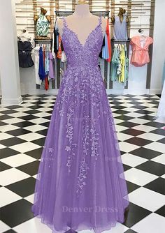 A Line Princess V Neck Sleeveless Long Floor Length Tulle Prom Dress Outfits For Women With Appliqued Party Dress Aesthetic, Sweep Train Prom Dress, Navy Prom Dresses, Dark Red Dresses, Formal Ideas, Purple Prom, Dress Hire, Senior Prom Dresses, Prom Dress Ideas