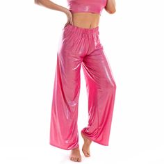 SPECIFICATIONSsize: S,M,L,XL,XXLoccasions: dance,yoga,sports, clubcolor: white,black,fushia,pink,purple,blue,orange,yellowWaist Type: MIDStyle: CasualSeason: Spring/AutumnPattern Type: SolidPant Style: Wide Leg PantsOrigin: CN(Origin)Model Number: 505Material: PolyesterLength: Full LengthGender: WOMENFront Style: FlatFit Type: LOOSEFabric Type: SATINClosure Type: Elastic WaistBrand Name: wuxolicopAge: Ages 18-35 Years Old Matching Top, Please Click 1. Fabric: PU?leather fabric, polyester 2. Size Pink Party Leggings For Summer, Summer Gym Pants Full Length, Full Length Dancewear Bottoms For Dance, Pink Disco Bottoms For Summer, Pink Full Length Yoga Pants For Summer, Pink Dancewear Bottoms For Dance, High Stretch Dancewear Bottoms For Dance, Summer Disco Style Stretch Pants, Summer Stretch Disco Pants