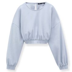 Zara Neoprene Effect Sweatshirt Blue Long Sleeve Elastic Hem Crop Top Keyhole Back Size-Women’s Us S Measurements (Approx.) Length-15.5" Shoulder-Shoulder-24.5" Pit-Pit-20" Sleeve-19.5" -77% Nylon, 33% Elastane -Condition -Nwt Ts-2164 - Date Night, Business Casual, Party, Club Wear, Feminine, Trendy, Oversized, Athleisure, Workout Cute Middle School Outfits, First Day Outfit, Middle School Outfits, First Day Of School Outfit, Girls Crop Tops, Prom Shopping, Wool Blend Jacket, Tween Outfits, Club Wear