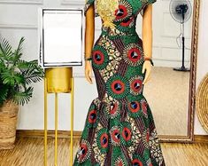 African Print Dress Prom, Ankara Mermaid Dress, African Print Long Dress, Long African Dresses, African Print Dress Ankara, African Fashion Skirts, African Wear Dresses, African Maxi Dresses, African Fashion Ankara