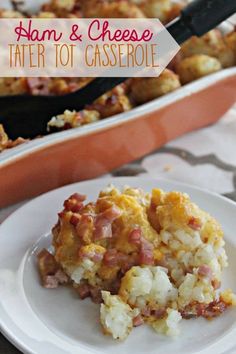 ham and cheese tater tot casserole on a plate